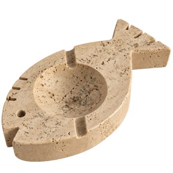 1970s Italian Travertine Marble Fish Ashtray Attributed to Fratelli Mannelli - Image 1