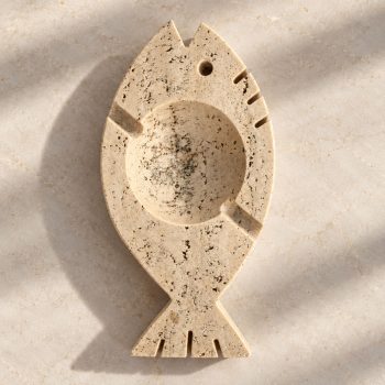 1970s Italian Travertine Marble Fish Ashtray Attributed to Fratelli Mannelli - Image 4