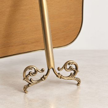 1950s Italian Brass Shield-Shaped Table Vanity Mirror By Gio Ponti - Image 8