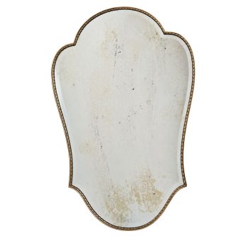 Specchio da Parete Italiano in Ottone a Forma di Scudo Bisellato nello Stile di Gio Ponti, Anni ’50