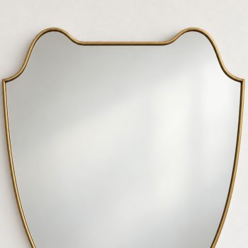Specchio da Parete in Ottone a Forma di Scudo nello Stile di Gio Ponti - immagine 6