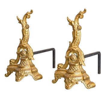 Coppia di Alari in Bronzo Dorato in Stile Luigi Filippo, fine 800 - immagine 1
