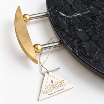 Vassoio Rotondo in Marmo Nero Marquina e Ottone di La Galleria, Anni ’90 - immagine 7
