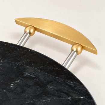 Vassoio Rotondo in Marmo Nero Marquina e Ottone di La Galleria, Anni ’90 - immagine 6