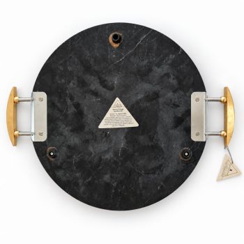Vassoio Rotondo in Marmo Nero Marquina e Ottone di La Galleria, Anni ’90 - immagine 4